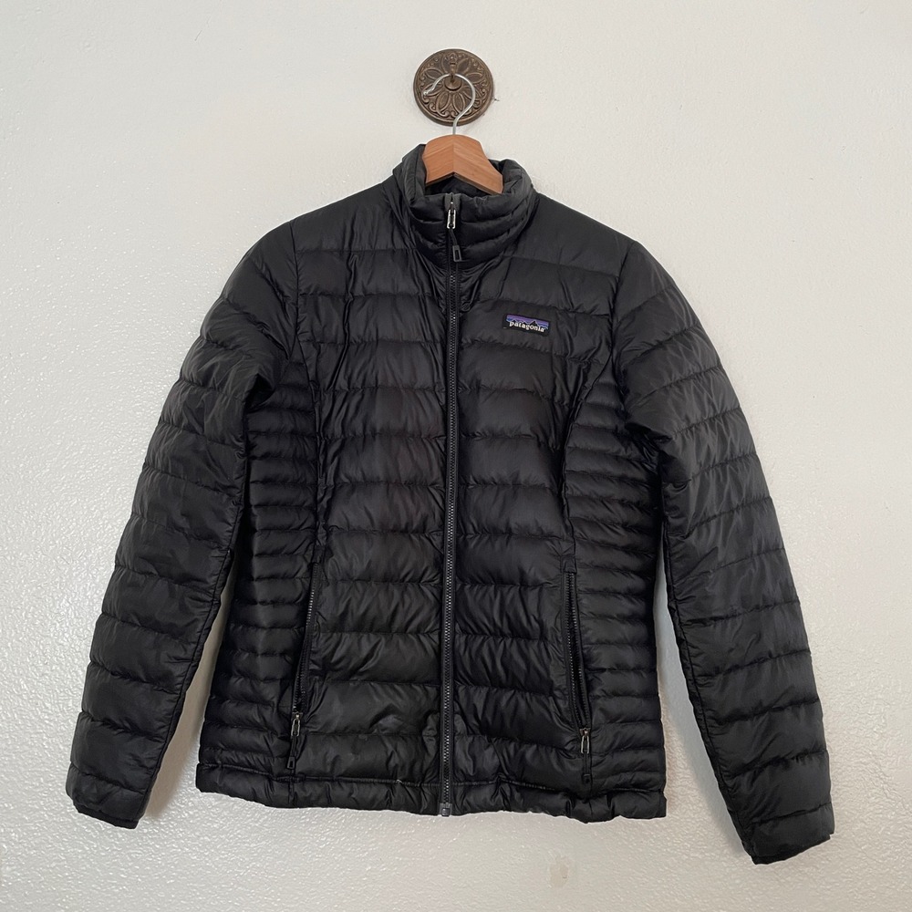 Patagonia Womens Down Sweater Jacket Black‎ Puffer Full Zip FA19 Small